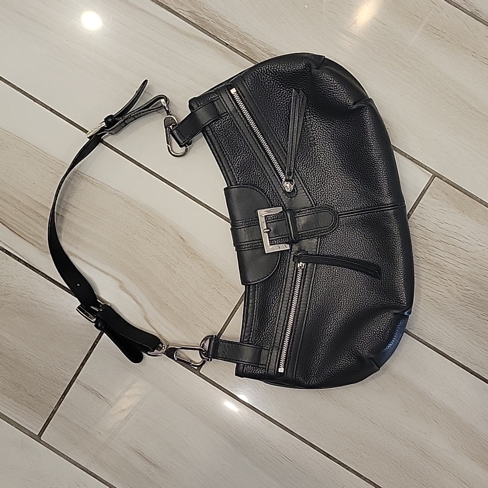 Longchamp Black Leather Shoulder Bag